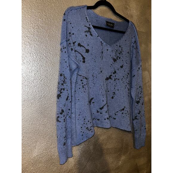 Wooden Ships GoblinCore Grunge Distressed Scandinavian Blue Splatter Sweater - Picture 4 of 16